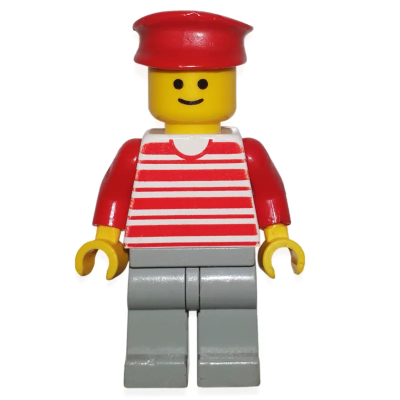 Man - Red/White Striped Shirt, Red Arms, Light Grey Legs, Red Hat