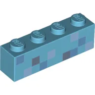 Brick 1 x 4 with Pixelated Sand Blue, Dark Bluish Gray and Light Bluish Gray Squares Print