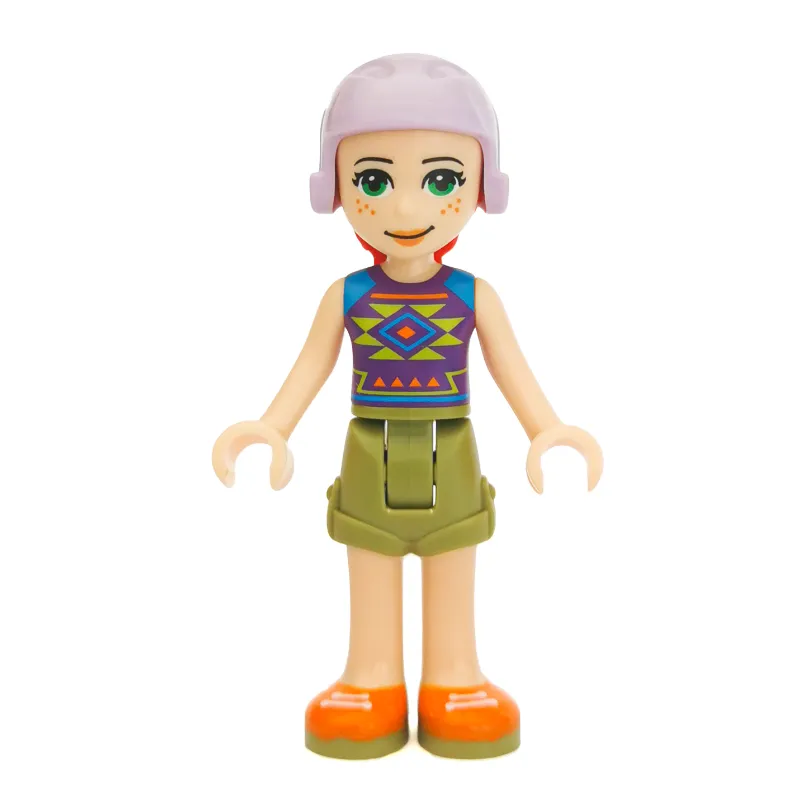 Mia - Dark Purple Top, Olive Green Skirt, Lavender Helmet