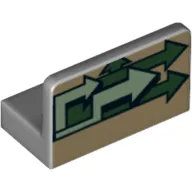 Panel 1 x 2 x 1 [Rounded Corners] with Sand Green and Dark Green Arrows Print