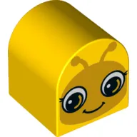 Duplo Brick 2 x 2 x 2 Curved Top with Side A Insect Eyes Open and Side B Eyes Closed