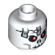 Minifig Head Frakjaw, Cracked Skull with Metal Plates Print [Blocked Open Stud]
