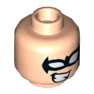 Minifig Head Nightwing, Black Eyemask, Cheesy Smile Print [Hollow Stud]