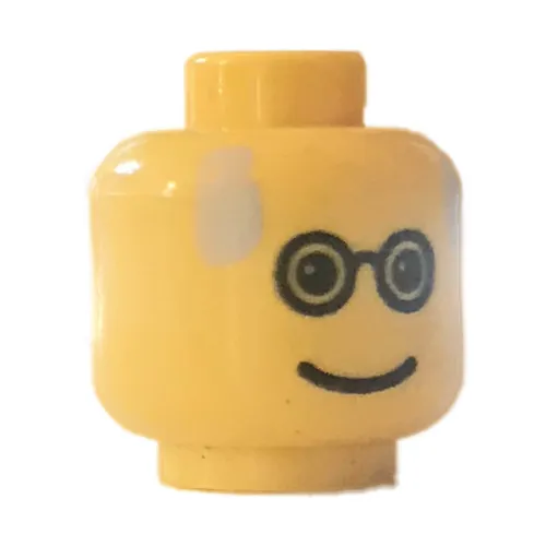 Minifig Head, Glasses, Gray Balding Hair Print [Blocked Open Stud]