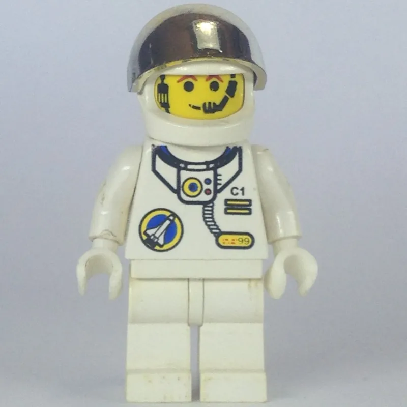 Astronaut, White, White Hips, Helmet with Large Chrome Gold Visor, Headset