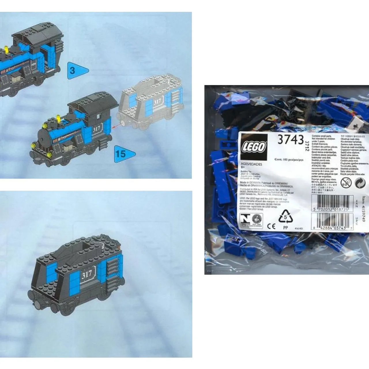 Small Train Engine with Tender Blue