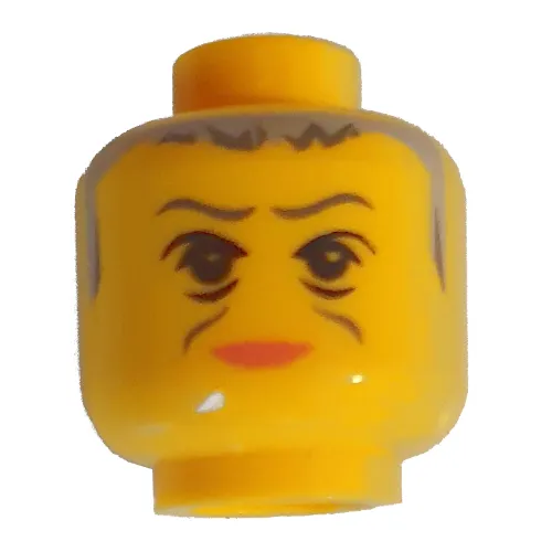 Minifig Head Minerva McGonagall, Pink Lips, Gray Hair, Wrinkles Print [Blocked Open Stud]