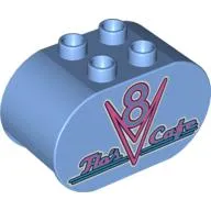 Duplo Brick 2 x 4 x 2 with Rounded Ends Flo's Cafe Logo Print