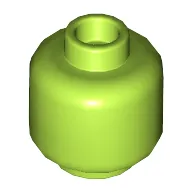 Minifig Head, Yellow Eyes, Dark Green Eye Shadow, Coral Spots, Open Mouth, Tongue, White Bandanna/Bandage print [Hollow Stud]