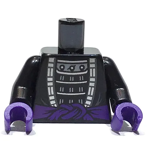 Torso Robe, Open over Dark Bluish Gray Armour, Dark Purple Belt print, Black Arms, Dark Purple Hands