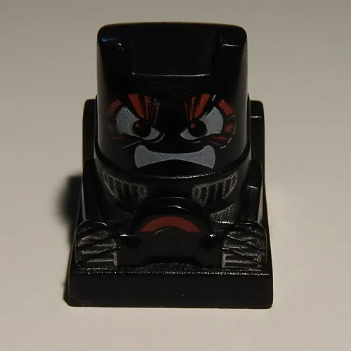 Racer Driver Head, Brick Special 2 x 2 Square, White Eyes, White Mouth, Red Steering Wheel (Warrior)