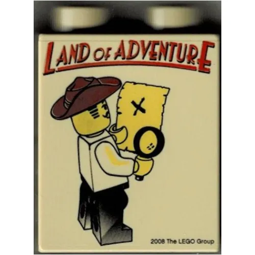Duplo Brick 1 x 2 x 2 with Land of Adventure Print