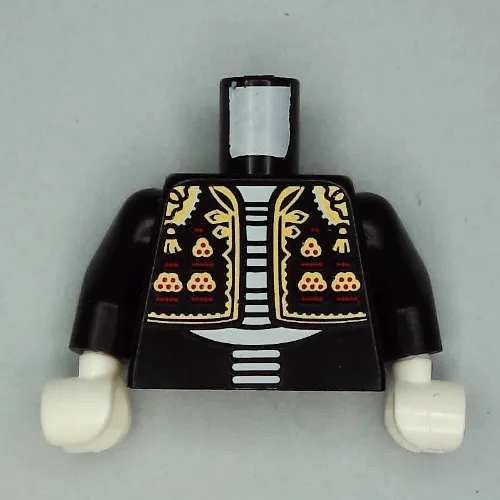 Torso Jacket, Mariachi Band, White Skeleton print, Black Arms, White Hands