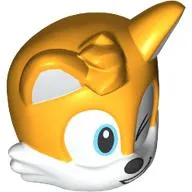 Minifig Head Special, Miles 'Tails' Prower, Winking, Grin Print