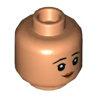 Minifig Head Cho Chang, Dark Orange Lips, Smile / Worried Print