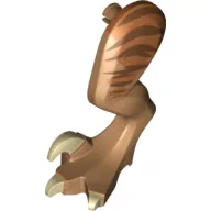 Animal Body Part, Dinosaur, Raptor Leg, Left, with Pin, Tan Claws and Dark Brown Stripes over Dark Orange Print