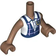 Minidoll Torso Girl with Dark Blue Jacket, Lavender Stripes, Gold 'U', White Shirt print, Medium Brown Arms and Hands