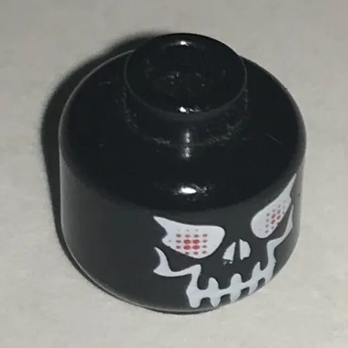 Minifig Head Alpha Team Ogel Minion, Skull Evil with Eyebrows, White Print, Red Eyes [Blocked Open Stud]