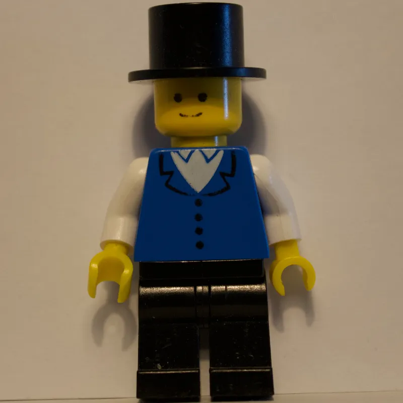 Man, Blue Vest over White Shirt, Top Hat