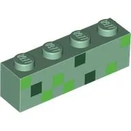 Brick 1 x 4 with Pixelated Dark Green and Bright Green Squares Print