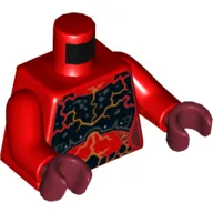 Torso Armor, Black Chestplate, and Dark Red and Black Spots, with Orange Cracks Print, Red Arms, Dark Red Hands