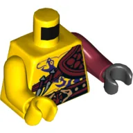 Torso, Odd Arms and Hands, Bare Chest Muscles, Purple Snake Tattoo, Shoulder Pad, Snake Buckle Print, Left Dark Red Arm and Black Hand, Right Yellow Arm and Hand