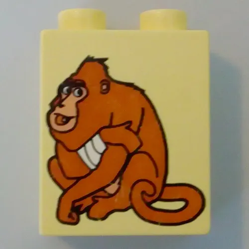Duplo Brick 1 x 2 x 2 with Sitting Ape Print (From Dora The Explorer)