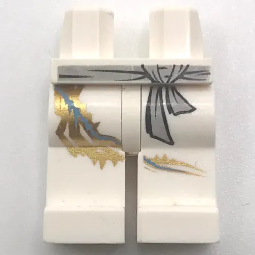 Hips and White Legs with Gray Belt and Black Markings and Gold Dragon Tail Print