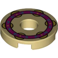Tile Round 2 x 2 with Hole with Tamborine Print