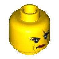 Minifig Head Ann Lee / Pirate, Dual Sided, Scar over Left Eye, Raised Eyebrow / Scowl Print [Hollow Stud]