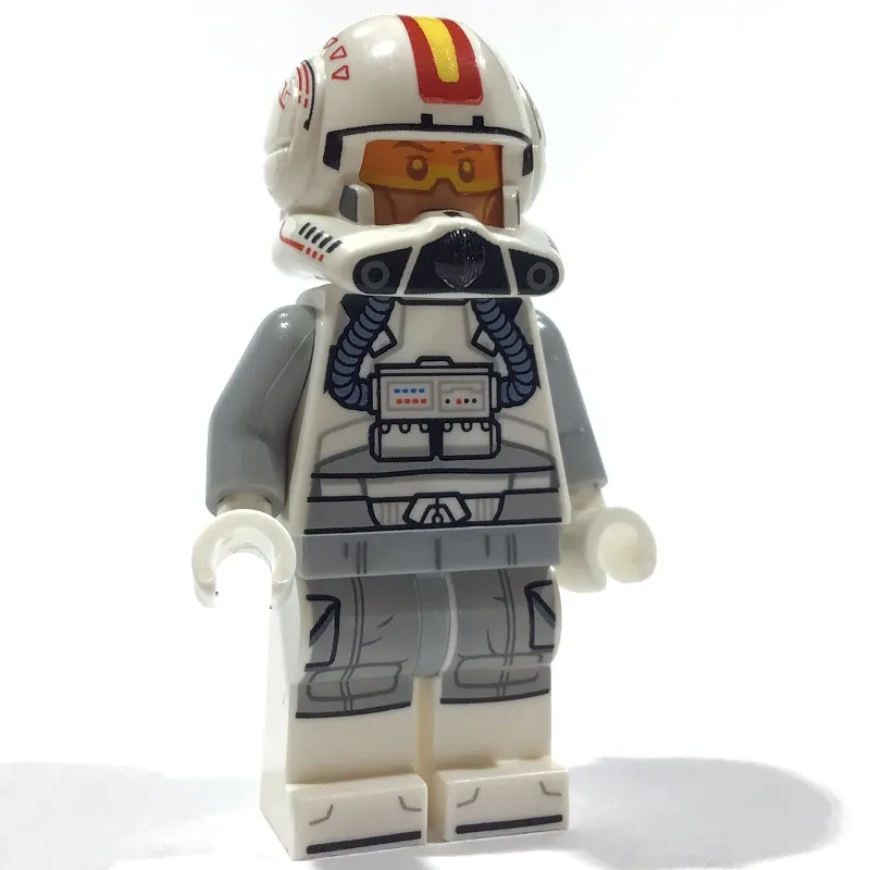 Clone Pilot, Open Helmet with Yellow and Red Markings, White Legs