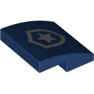 Brick Curved 2 x 2 x 2/3 with Silver Police Badge print