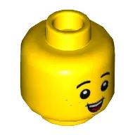 Minifig Head Child, Freckles, Big Open Mouth Smile Print