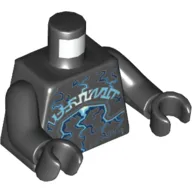 Torso Armor with Rock Plates, Blue and White Lightning Effect and Arcane Symbols Print, Black Arms and Hands