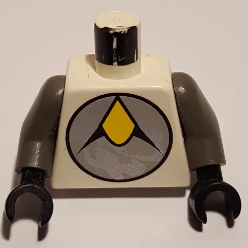 Torso Yellow/Silver Exploriens Logo Print, Dark Gray Arms, Black Hands