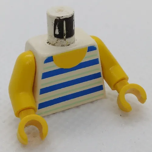 Torso Vest with Horizontal Blue/White Stripes Print, Yellow Arms and Hands