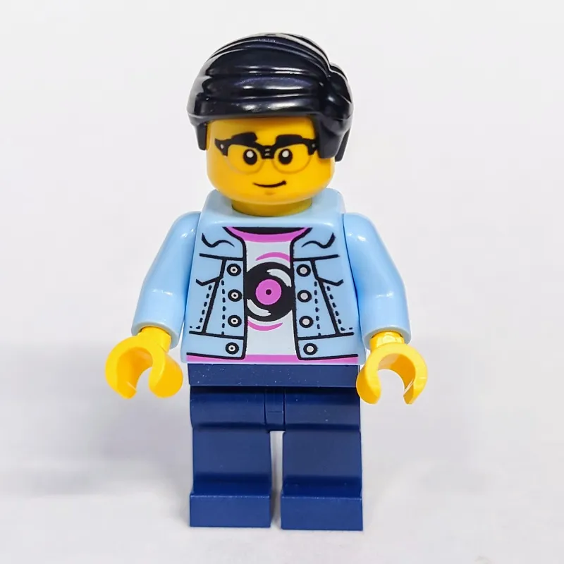 Bright Light Blue Torso, Dark Blue Legs, Black Hair