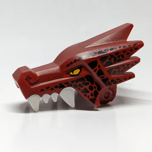 Creature Body Part, Dragon Head Upper Jaw with White Teeth, Dark Red Markings, Yellow Eyes Print