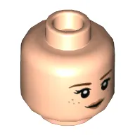 Minifig Head Hermione Granger, Reddish Brown Eyebrows, Freckles, Peach Lips, Grin / Scared print