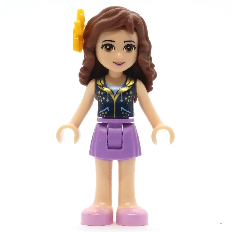 Olivia - Dark BLue Vest, Medium Lavender Skirt, Flower