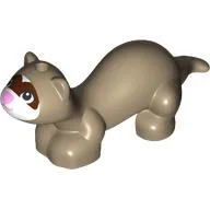 Animal, Ferret with Reddish Brown/White Face, Bright Pink Nose print