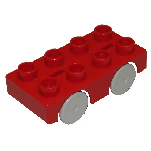 Duplo Car Base 2 x 4 with Light Bluish Gray Wheels (Brickrunner)