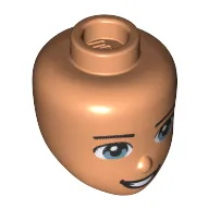 Minidoll Head Male, Bright Light Blue Eyes, Open Mouth Smile