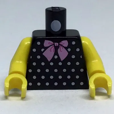 Torso with Bright Pink Bow Tie, White Polka Dots Print, Yellow Arms and Hands