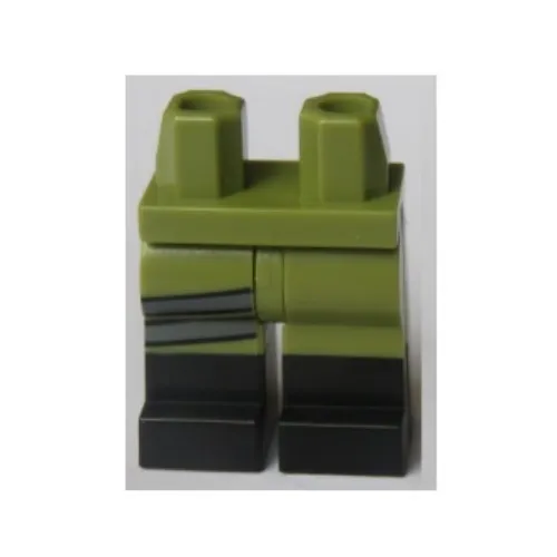 Hips with Olive Green Legs and Black Boots Pattern with Black and Dark Bluish Gray Print and Gun Print on Right Side (Winter Soldier)