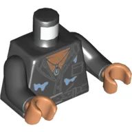 Torso Shirt, Open, Hairy Chest, Water Marks, Belt and Pendent Print (Ian Malcolm), Black Arms, Nougat Hands