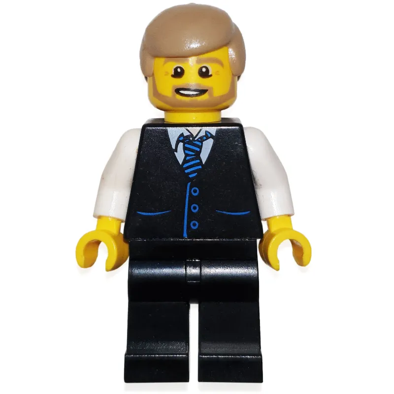 Man, Black Vest with Tie, Dark Tan Hair, Beard