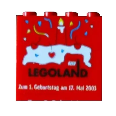 Brick 2 x 4 x 3 with 'LEGOLAND' 'Zum 1. Geburtstag am 17. Mai 2003' Print
