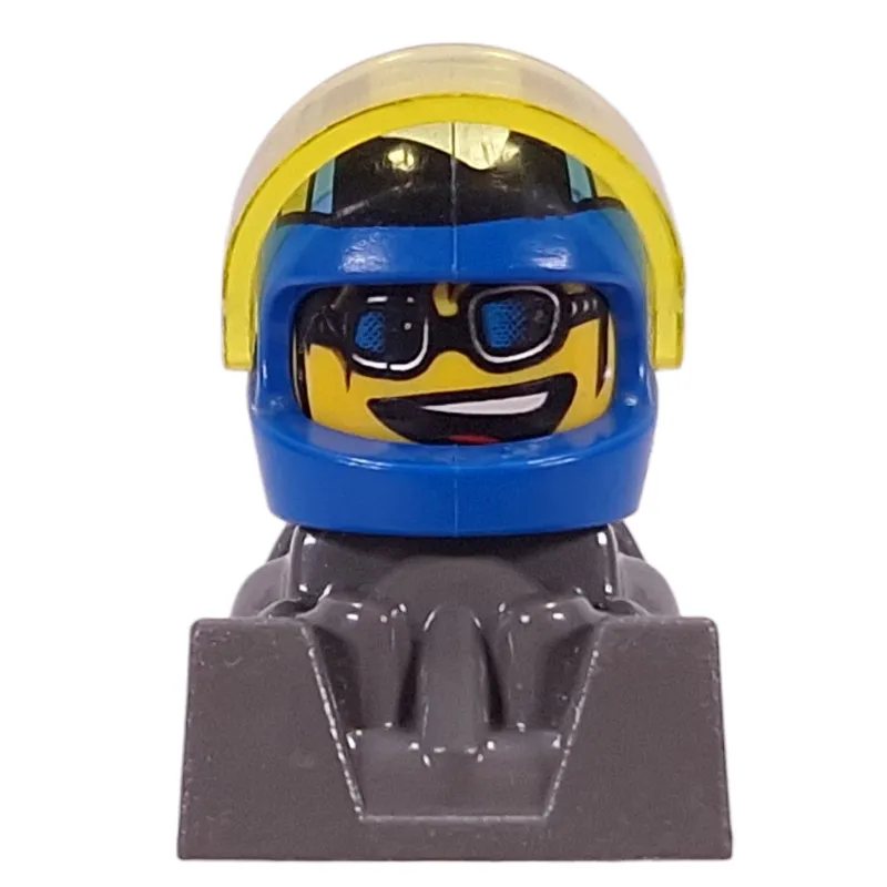 Racer - Blue Helmet, Trans-Yellow Visor, Dark Gray Body