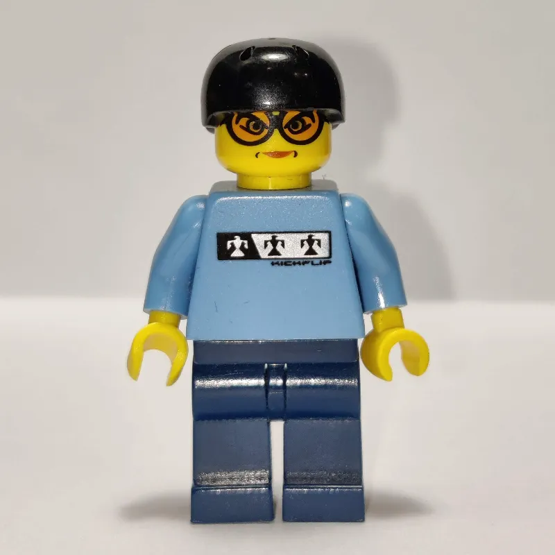 Skateboarder, Medium Blue, Black Helmet